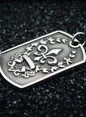 克罗星童军花方牌钛钢吊坠项链