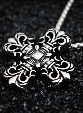 克罗星十字架钛钢长款挂件毛衣链