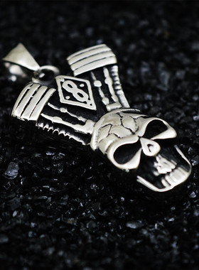 欧美骷髅头钛钢朋克风吊坠项链