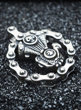 发动机钛钢男士朋克风吊坠项链