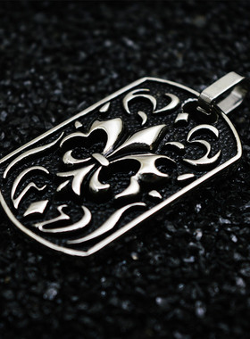 欧美克罗星童军花钛钢吊坠项链