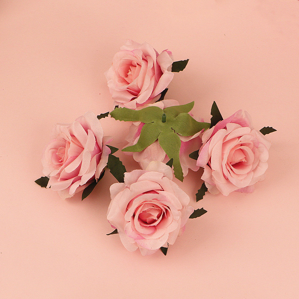 10个玫瑰花情人节蛋糕装饰摆件粉色玫瑰花婚礼花朵仿真烘焙装扮