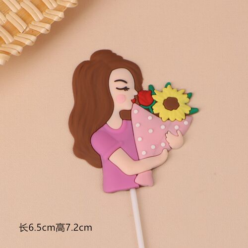 富婆女神女王软胶盆花软胶妈妈母亲节生日蛋糕装饰插件摆件大集合 - 图1