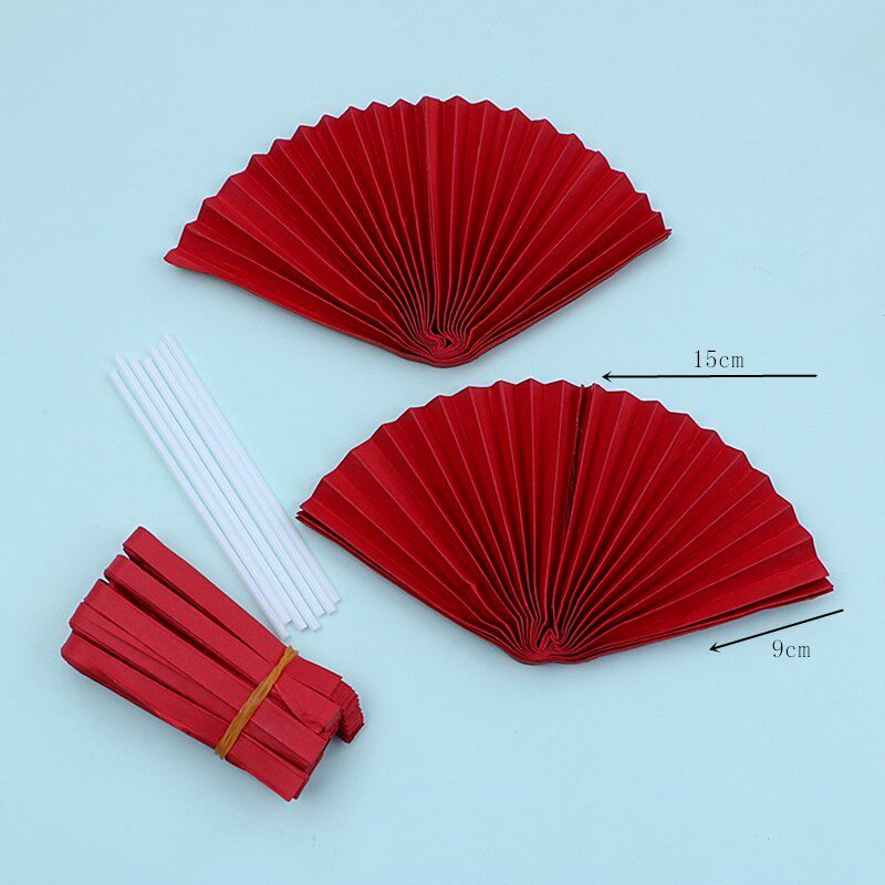 红色舞狮男孩周岁蛋糕装饰插件茁壮成长平安喜乐红色套装扇子插牌