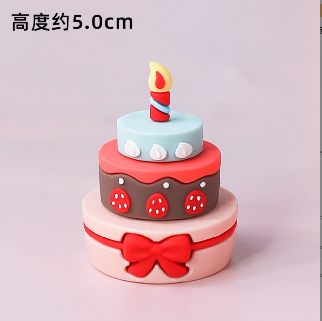 过生日吹蜡烛男孩女孩软胶摆件立体小蛋糕生日派对小朋友蛋糕装饰