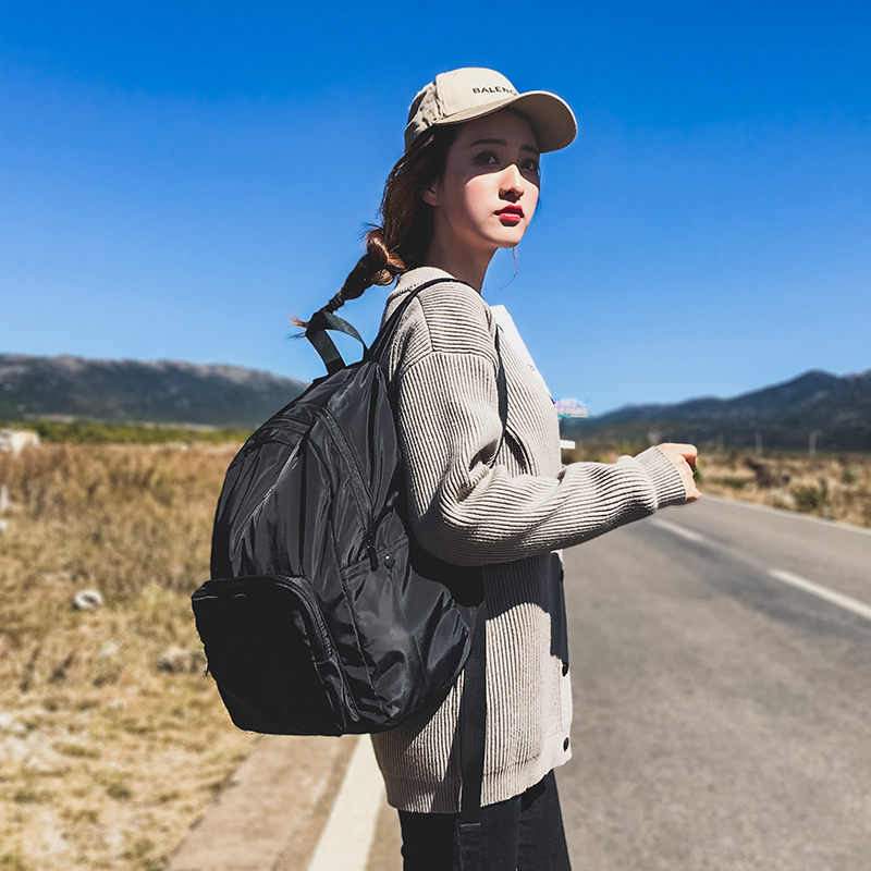 旅行可折叠双肩包女便携收纳书包男轻便背包户外出差多用收纳袋-图2