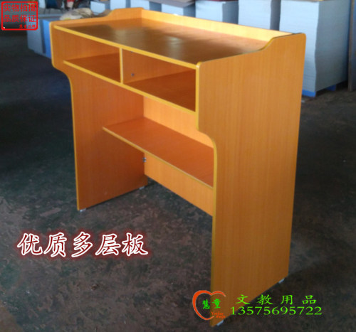 慧童教师讲桌教室培训实木弧形会议演讲桌老师讲台桌学校校园讲台 - 图1