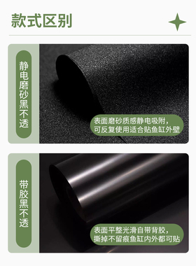 鱼缸背景纸纯黑色玻璃底部贴膜