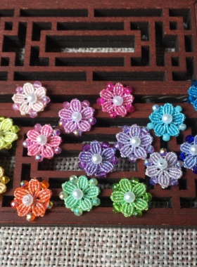 手工编绳DIY幻彩线小花朵配饰