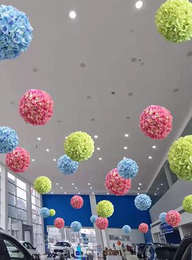 春季仿真绣球花球商场展厅挂饰