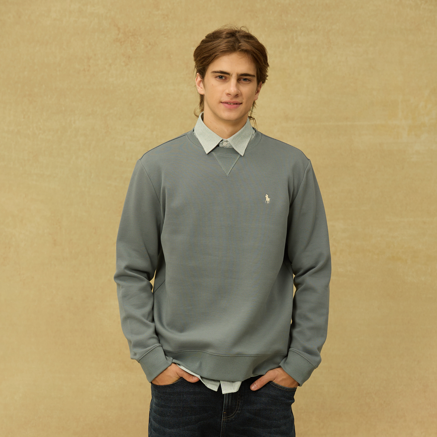 DIV.POLO 专柜正品男式圆领卫衣 宽松舒适 简约 运动 RN0803549 - 图2