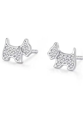 法兰西AG瑷嘉沙法兰西小狗耳钉高级法式简约可爱七夕礼物纯银耳饰