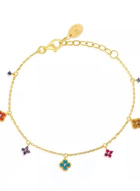 法兰西AG纯银法式优雅幸运四叶草女手链精致锁骨链七夕礼物多巴胺