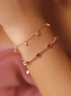 法兰西AG小狗925银爆款手链双生系列爱心法式小众ins简约时尚百搭