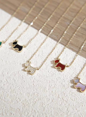 法兰西AGs925银迷你金系列小狗项链不掉色小众高级时尚狗狗饰品