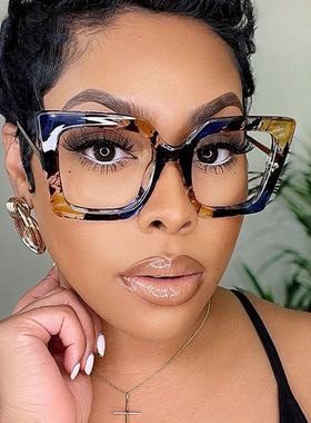 欧美ins新款时尚太阳镜男女方框墨镜眼镜印花平光镜sunglasses