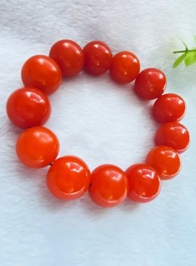 南红色手串樱桃红圆珠单圈手链冰