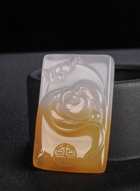 冰种挂件俏色玛瑙项链玉佛吊坠