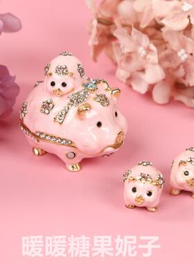 生肖猪子母猪3696珐琅手工猪首饰盒创意家居小礼品新款猪收纳盒