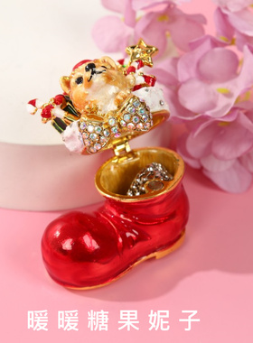 圣诞可爱圣诞袜珐琅彩合金