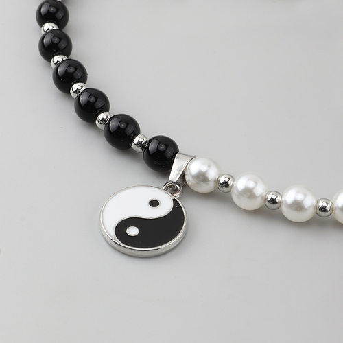 Pendant Pearl Beads Pendant Choker Necklace Punk Chain Unise - 图1