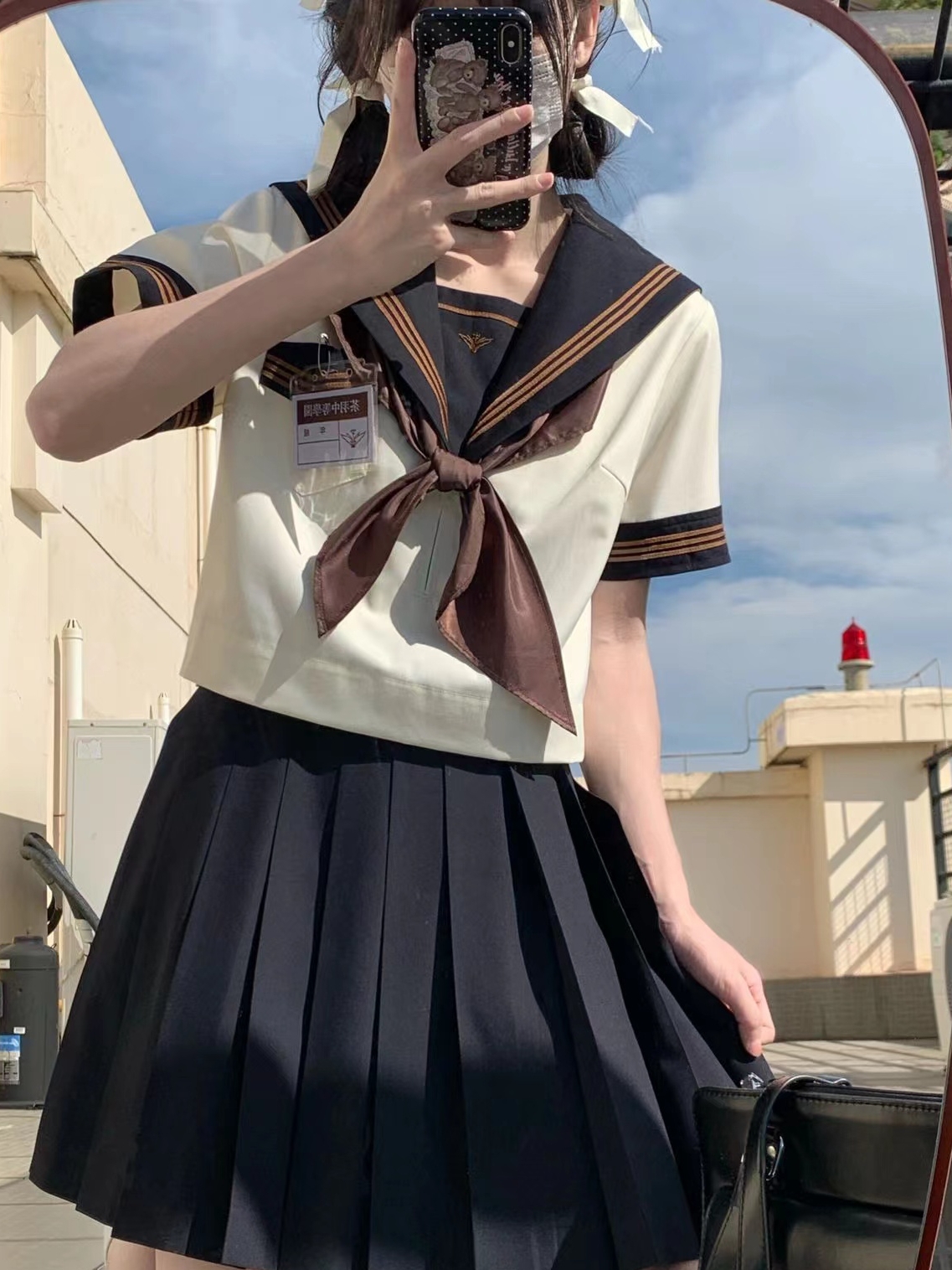 茶羽中水手服原创正版jk制服裙日系学院风夏季校供长裙套装全套女 - 图1