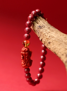 辰世高含量紫金砂琥珀貔貅手链