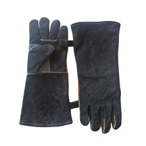 Cow Leather Long Electric Welding Gloves Oven Microwave Oven Baking Barbecue Gloves Insulation Gardening anti-cuts