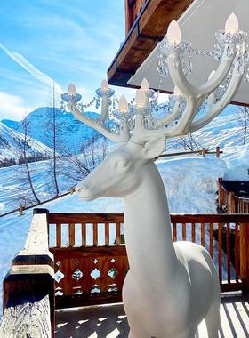 展厅创意梅花鹿雕塑大型落地灯麋鹿艺术装饰酒店客厅样板间摆件立