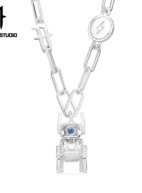 horm1镶钻机器狗项链男朋克男士