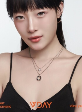 vday 「阿里尼诺项链」 满钻嵌套宝石情侣项链
