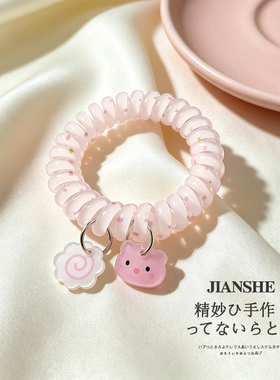 日系软萌小猪云朵电话线发圈