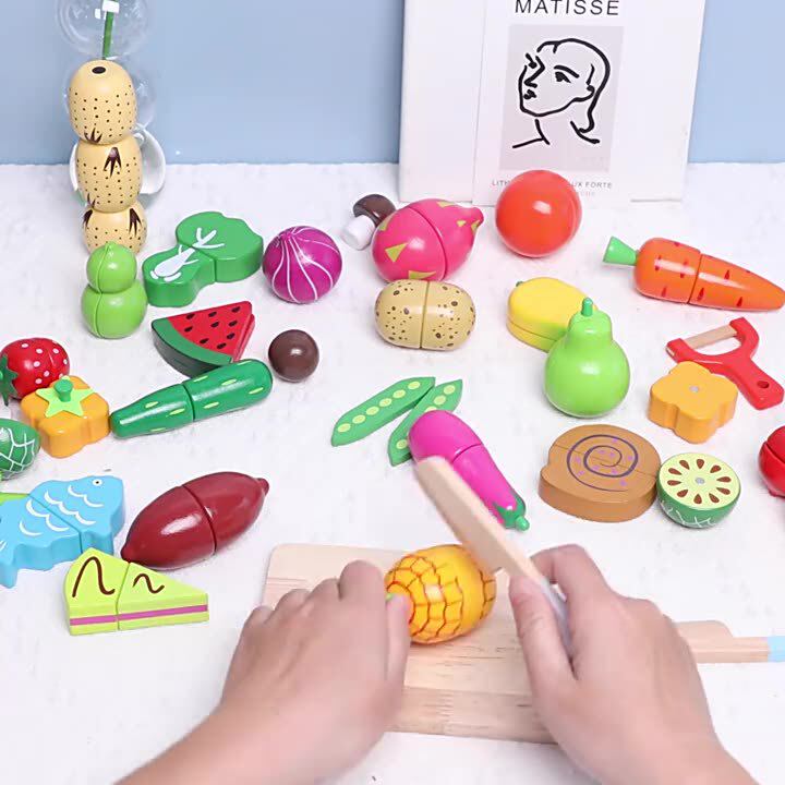 儿童木制仿真水果蔬菜磁铁切切看儿童磁性切切乐厨房过家家玩具 - 图2