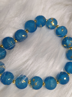 手工制作幻彩鎏金玉碎琉璃水晶串