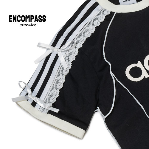 Adidas/阿迪达斯 Remake 大logo芭蕾风蝴蝶结蕾丝短袖女ENCOMPASS - 图1