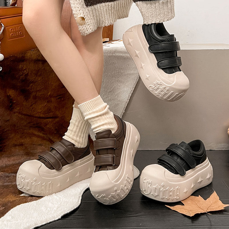 大头乐福鞋女2025秋季新款做旧厚底松糕贝壳头低帮鞋魔术贴休闲鞋,淘宝优惠券,粉丝福利购,淘宝优惠卷