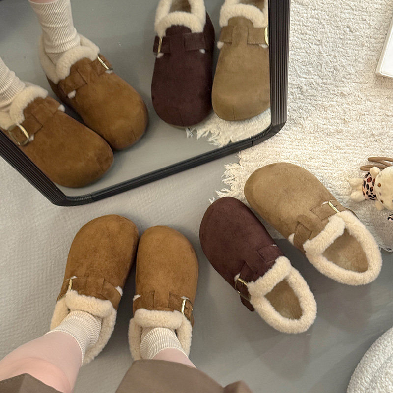 网红厚底加绒内增高3cm豆豆勃肯鞋女2025冬季新款保暖棉鞋乐福鞋,淘宝优惠券,粉丝福利购,淘宝优惠卷