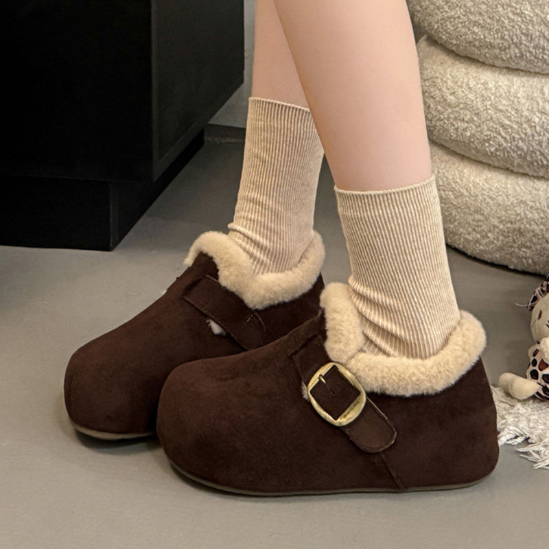 网红厚底加绒内增高3cm豆豆勃肯鞋女2025冬季新款保暖棉鞋乐福鞋,淘宝优惠券,粉丝福利购,淘宝优惠卷