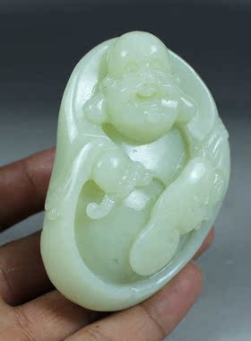钱塘邮社   和田玉白玉   如意佛把件