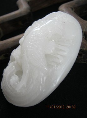 钱塘邮社   和田玉  白玉凤仪天下 把件