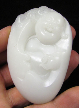 钱塘邮社   白玉   弥勒佛    把件