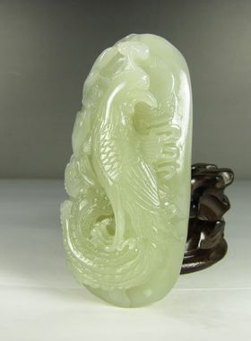 钱塘邮社    和田玉青白玉 百鸟朝凤 把件