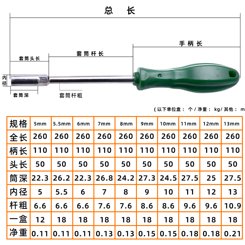 手动套筒螺丝批螺丝刀外六角套筒六角起子六角套筒扳手螺帽套筒批