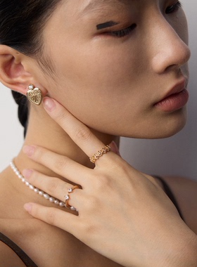 S925银极简戒指女可调节戒指镶锆石指环情人节礼物送女友可调圈口