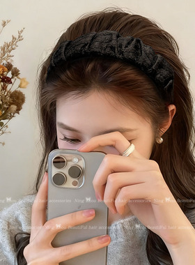 褶皱条纹高颅顶发捆发箍女2025
