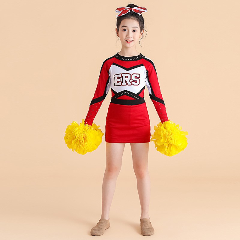 啦啦队表演服儿童啦啦操比赛服装女健美操竞技服运动会演出服套装 - 图0