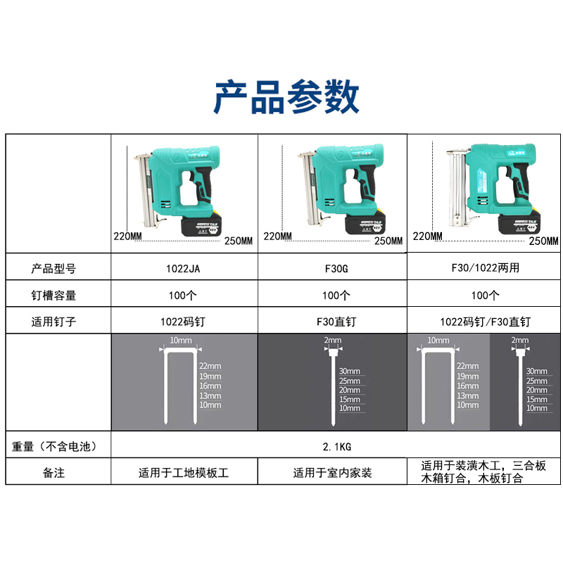 小强大艺通用锂电码钉枪电动射钉枪F30直钉枪打钉枪木工装修1022 - 图0