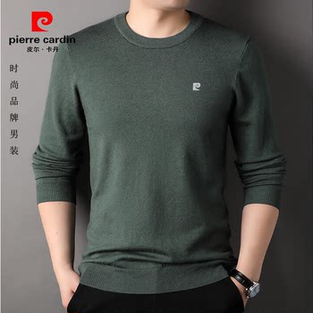 ເສື້ອຢືດ cashmere ຄໍບາງໆຂອງຜູ້ຊາຍ Pierre Cardin ດູໃບໄມ້ລົ່ນແລະລະດູຫນາວສີແຂງແບບທໍາມະດາອາຍຸກາງຄົນ