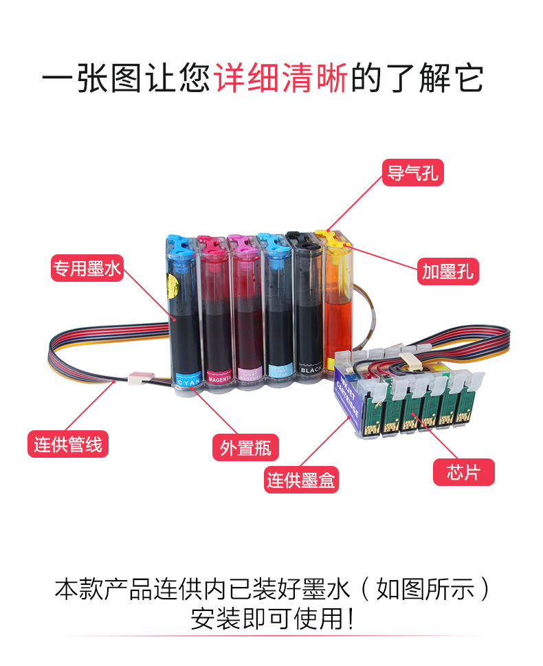 爱普生1390R330r290r270t50 连供墨盒影像专业EPSONL805连供系统 - 图1