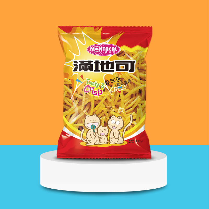 满地可品牌官方店虾味条 20g*30包小包装整袋怀旧膨化零食食品-图0